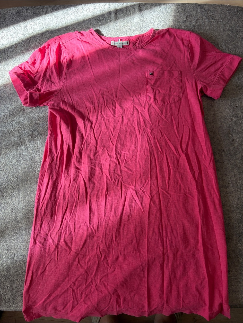Tommy Hilfiger Women's Short Sleeve Crewneck Tee Dress in Bright Pink